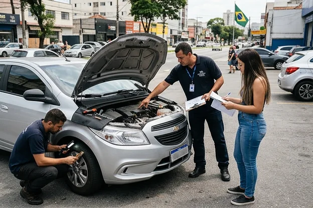 Profissionais auxiliando na transferência de veículos.